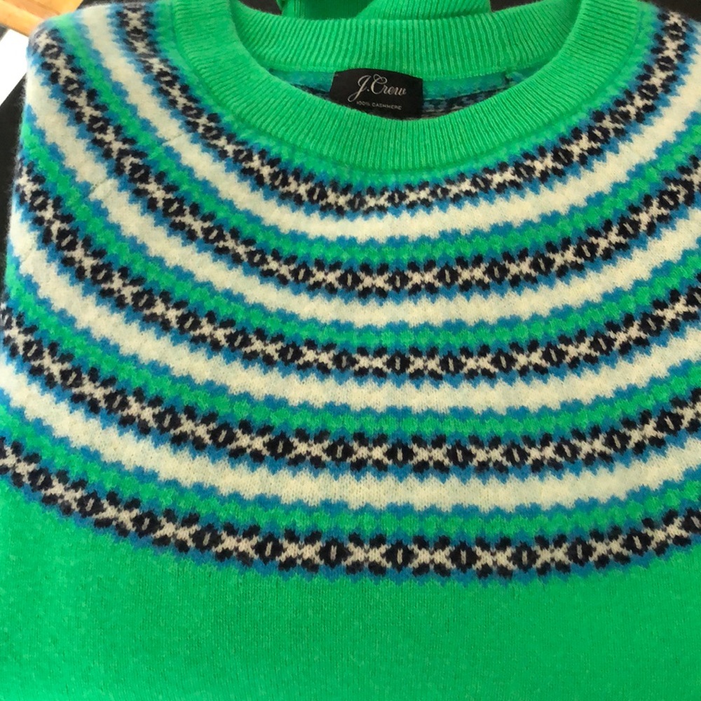 J. Crew Green and Blue Striped Sweater